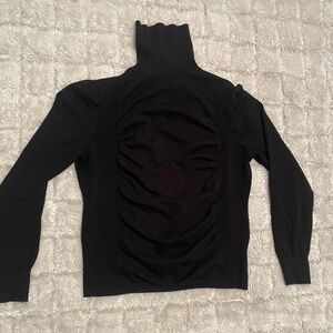 Women's Apostrophe Long Sleeve Ruched Turtleneck Sweater Black
